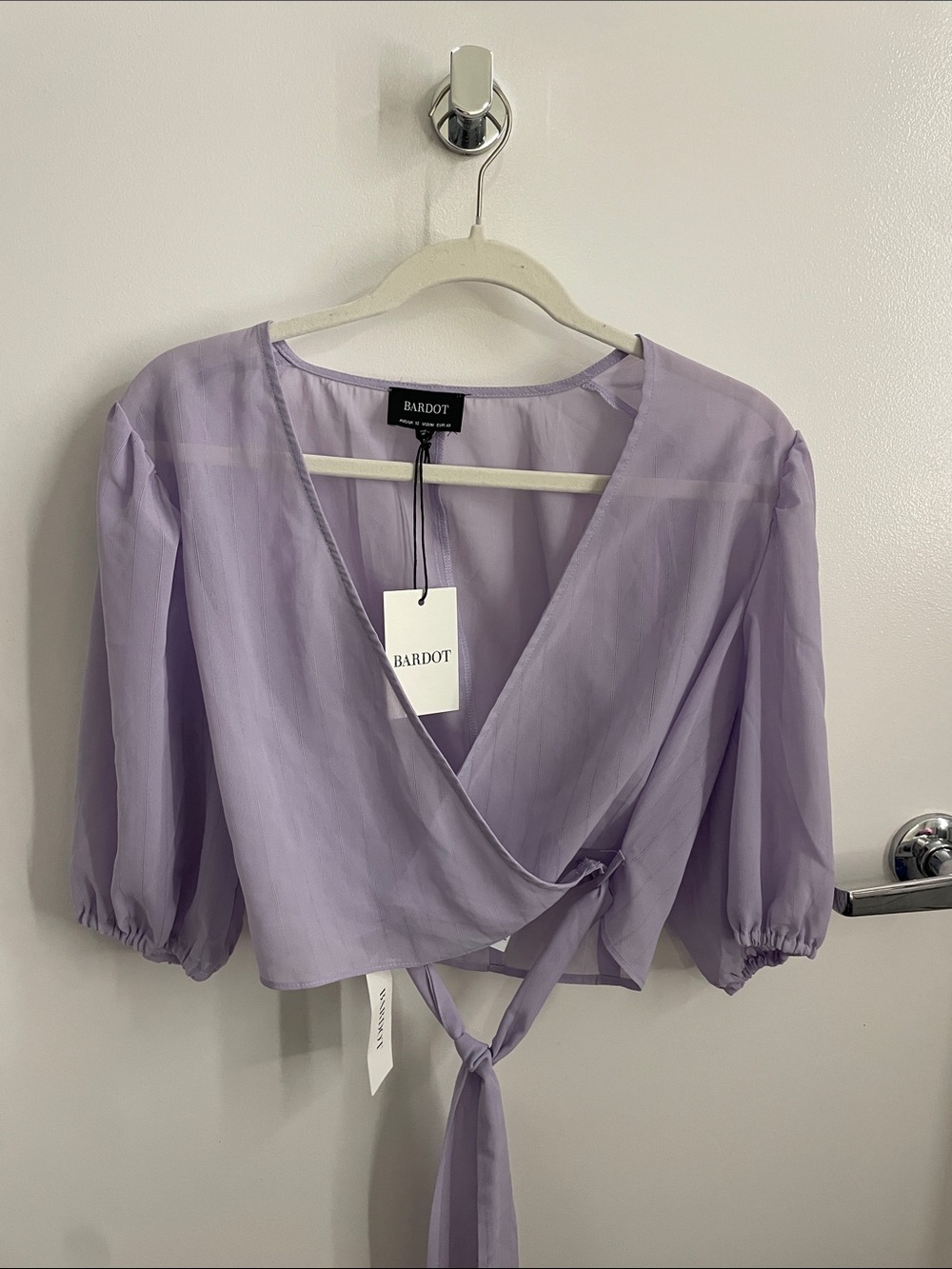 Bardot Lavender Wrap Tie Blouse